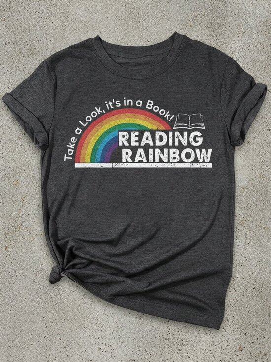 Boutique Other - Reading Rainbow Take A Look It's In A Book Retro Grey T-Shirt